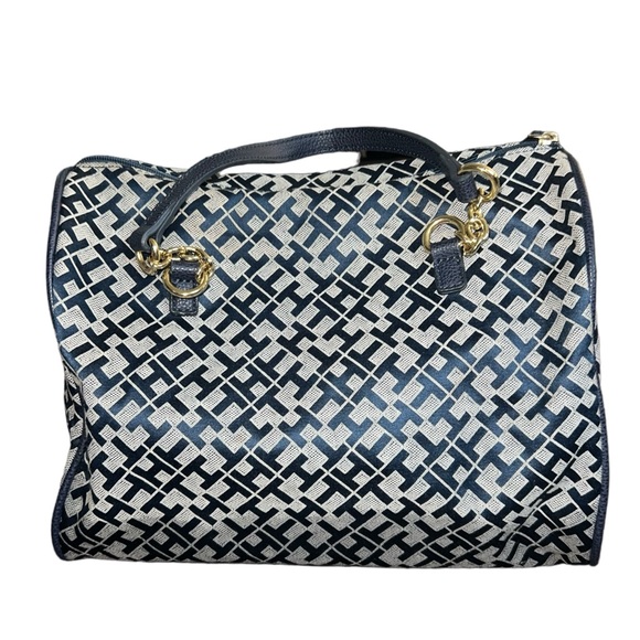 TOMMY HILFIGER BLUE SIGNATURE LOGO SATCHEL BAG - Picture 2 of 9